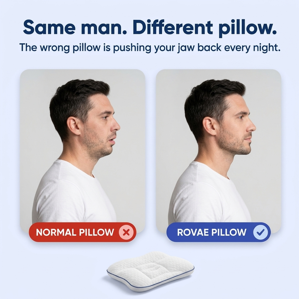 Same man, different pillow: jawline before and after